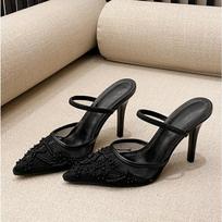 Prabangus Prekės ženklas Aukštakulniai Moteriškos Sandalos Tinklelis Siuvinėjimas Elegantiški Smailūs Moteriški Slingback Dizainerio Šventiniai Vestuviniai Vestuviniai Bateliai 35