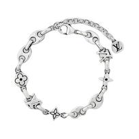 Louis Vuitton Original Solid Color Design Silver Bracelet Men Bracelet M02743 Box+Shopping Bag