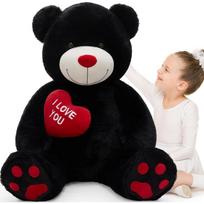 4.3 Feet Giant Teddy Bear Stuffed Animal Big Black Plush Toy designed for I Love You Valentine Present designed for Girlfriend Wedding United States