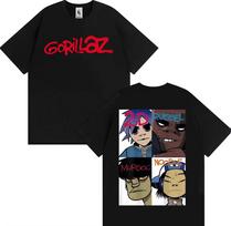 2026 Gorillaz Band Face Art Pattern T-Shirt for Men and Women - Retro Cartoon Short-Sleeved Fashion Casual T-Shirt - Men's Su... S