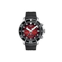 Tissot Seastar Series Quartz Movement 300 Meters Water Resistant Watch 45.5 Mm Red Dial Stainless Steel Case Rubber Strap T120.417.17.421.00 Red Watch Dial
