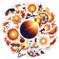 35pcs-70pcs Vibrant Light Stickers Abstract Sun  Stickers   Stickers For Guitar DIY  Skateboard Laptop