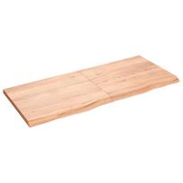 Vidaxl Półka, Brązowa, 140X60X(2-4) Cm, Lakierowane Lite Drewno Dębowe