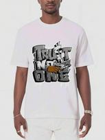 Edgy Black Cotton Unisex T-Shirt | Round Neck, Short Sleeve,  Trust No One  Graffiti Print – Snake & Finger Design S