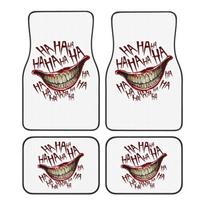 Hahaha Joker Laughs Print Car Floor Mats Set 4 Pcs Front and Rear Foot Mats Carpet Universal Car Accessories for SUV Van Sedan juoda