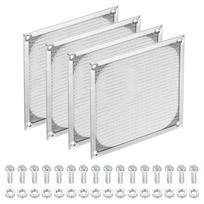 PATIKIL 140mm Computer Fan Filter Grille (with Screws) 4-Pack, Aluminum Frame, Stainless Steel Mesh, Dustproof Case Cover for Computer Fans, Silver
