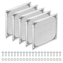 PATIKIL 120mm Computer Fan Filter Grille (with screws), 5-pack, Aluminum Frame, Stainless Steel Mesh, Silver Tone, for Computer Fans
