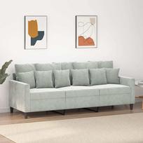 Vidaxl Sofa 3-Osobowa, Jasnoszara, 180 Cm, Tapicerowana Aksamitem