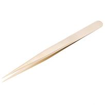 Golden Straight Precision Tweezers Aluminum Alloy Fine Pointed Tips Manicure Precision Tweezers Eyelash Tweezers Bead Stringing