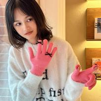 Autumn/Winter Girly Bow Wool Split-Finger Gloves - Warm, Solid Color, Fingerless Knitwear