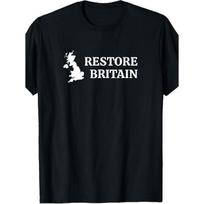(Two Sided) Restore Britain, Political Party for UK Patriots T-Shirt S