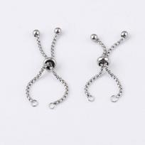 1 Piece Stainless Steel Adjustable Finger Rings Chains Gold Color Connectors Findings For DIY Making Charms Jewelry 4.5cm-5cm 4.5cm long