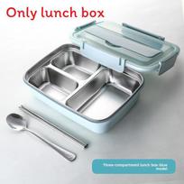 Kids Stainless Steel Bento Box With Sealed Compartments And Large Capacity For School And Outdoor 3 Grids Blue