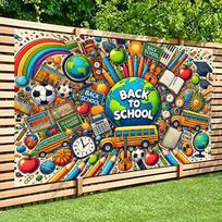 2D Vibrant Back to School Backdrop for Outdoor & Classroom Events 47.2x31.5inch/120*80cm