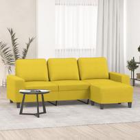 Vidaxl 3-Osobowa Sofa Z Podnóżkiem, Jasnożółty, 180 Cm, Tkaniną