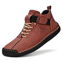 Genuine Leather Mens Casual Sneakers Ankle Boots Outdoor Leather Shoes for Daily Casual Wear Hiking Work 40