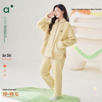 Anzhiban Women's Anti-Static Fleece Pajama Set L