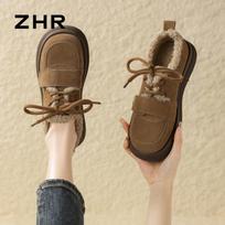 ZHR Women's Retro Fleece-Lined Winter Ankle Boots 35