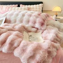 Faunen Thickened Rabbit/Milk Fleece 4-Piece Bedding Set 1.8m Bed (200x230cm Quilt)