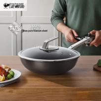 Three-Headed Eagle Titanium Flat-Bottom Stir-Fry Wok