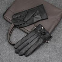 Men's Thickened Patchwork Lambskin Gloves, Fleece-Lined, Ideal for Cycling, Driving, and Cold Weather Protection. One Size