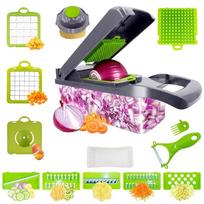 16 In 1 Vegetable Chopper with Container, Food Processor, Dicer, Slicer, Multifunctional Kitchen Gadget, Gray, Plastic/Stainless Steel