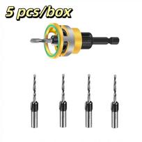 5pcs/box Durable Zinc Zinc Alloy Countersink Drill Bit Adjustable Depth Zinc Zinc Alloy Drill Bit  Daily Processing