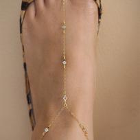 Exquisite Crystal Toe Chain Personality Gold Color Fine Chain Fingering Together Anklets for Women Charm Jewelry Accessory Gifts