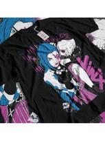 Jinx Arcane T-Shirt Japanese Anime Cartoon Jinx Arcane Graphic Black Shirt All Size S
