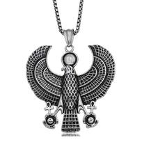 316 Titano Nerūdijančio Plieno Vyriškas Karoliai Senovinis Egipto Horuso Paukštis Sakalas Laikantis Ankh Hiphop Fauko Erelio Pakabukas Karoliai Steel