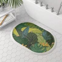Pastoral Style Bathroom Rugs Leaves Prints Super Absorbent Bath Mats Soft Fluffy Floor Carpets For Kids Room Bedroom Kitchen Rug L60xW40cm S