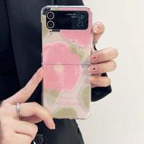 For Samsung Galaxy Z Flip 4 Case 3 Hand Drawn Flowers Transparent Folding Cases For Samsung Z Flip 3 Shockproof Hard Back Cover Galaxy Z Flip 4