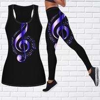 Crystal Purple Note Print Jogos apranga moterims Madinga Treniruotės Antblauzdžiai Fitnesas Sportas Kasdieninės jogos kelnės XS