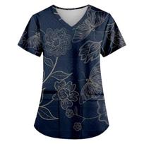 Butterfly Workwear Ligoninės marškinėliai Sveikatos priežiūros uniforma Slaugytojos klinika Slaugos viršūnės Trumpomis rankovėmis Palaidinė Globėja Dirbančios moterys Medicininiai S gray