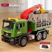 Children's Toy Car Engineering Truck Car Crane Wood Transport Truck Boy Boxed Toys
