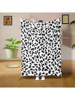 Kawaiiii Karvės rašto pledas Flanelinis pledas Lova Sofa Kelionė Stovyklavimas Super minkštas jaukus pliušinis pledas Gepardo rašto pledas visiems 30x40in black