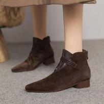 Women Ankle Boots 2026 Autumn Pointed Toe Suede Non-slip Short Boots Outdoor Casual Low Heel Zipper Fashion Boots Botas De Mujer 35