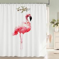 3D Flamingo Print Shower Curtain Set With Hooks Nordic Style Pink Birds Flower leaves Waterproof Fabric Home Bathroom Curtains W90xH180cm