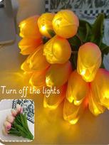5/10 PCS Tulips with LED Light Artificial Tulip Flowers Table Lamp Simulation Tulips Bouquet Night Light Gifts Home Decoration 5pcs