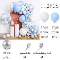 Pastel Blue Balloon Kit Arch White Blue Silver Balloons Garland Birthday Party Baby Shower Wedding Anniversary Decoration Globos AS Picture
