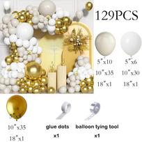 White Sand Balloon Arch Kit Metallic Gold Balloons Garland Baby Shower Graduation Wedding Anniversary Birthday Party Decoration AS Picture