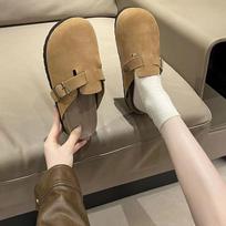 Women's Suede Clogs Mules with Buckle Adjustable Slip-on Casual Cork Footbed Slippers 36