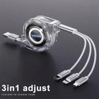3 In 1 Micro USB Type C Car Charging Cable Multi Charger For Volvo XC90 XC60 V50 S60 V70 V60 V40 S90 olestar AWD XC40 S80 T6 V90