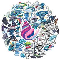 35pcs Colorful Weather Stickers Fun Tornado Stationery Stickers Funny Stickers For DIY Phone Guitar Laptop Notebook Suitcase