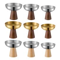 Elegant Stainless Steel Ice Cream Container With Wood Accent Dessert Serving Cup For Restaurants And Cafes S SIZE