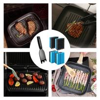 Sponge And Scrapers For Grooved Grill Plates Professional Grill Maintenance Tool With 2 Scrubbing Pad