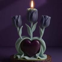 Scented Candle Mould Heart Tulips Silicone Molds Ornament Molds Soap Molds Castings Molds Plasters Molds Craft Supplies