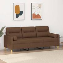 Vidaxl 3-Osobowa Sofa Z Poduszkami, Brązowa, 180 Cm, Tkanina
