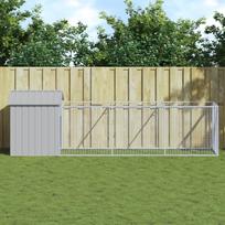 Vidaxl Buda Dla Psa, Z Dachem, Jasnoszara, 117X405X123 Cm, Stal