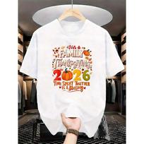 Family Thanksgiving T-Shirt -  Design T-Shirt with Vibrant Pumpkin and Leaf Pattern - Casual Crew Neck T-Shirt,for Fall Celebrations S